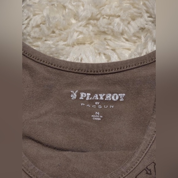 PLAYBOY (PacSun) Brown Fitted Crop Tank Top - Picture 5 of 5
